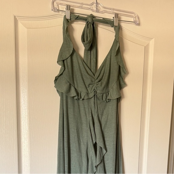 NWT Free People Gilda Tunic Maxi Top Ruffle Slip Lily Pad Green XS OB2249259 - Picture 3 of 9